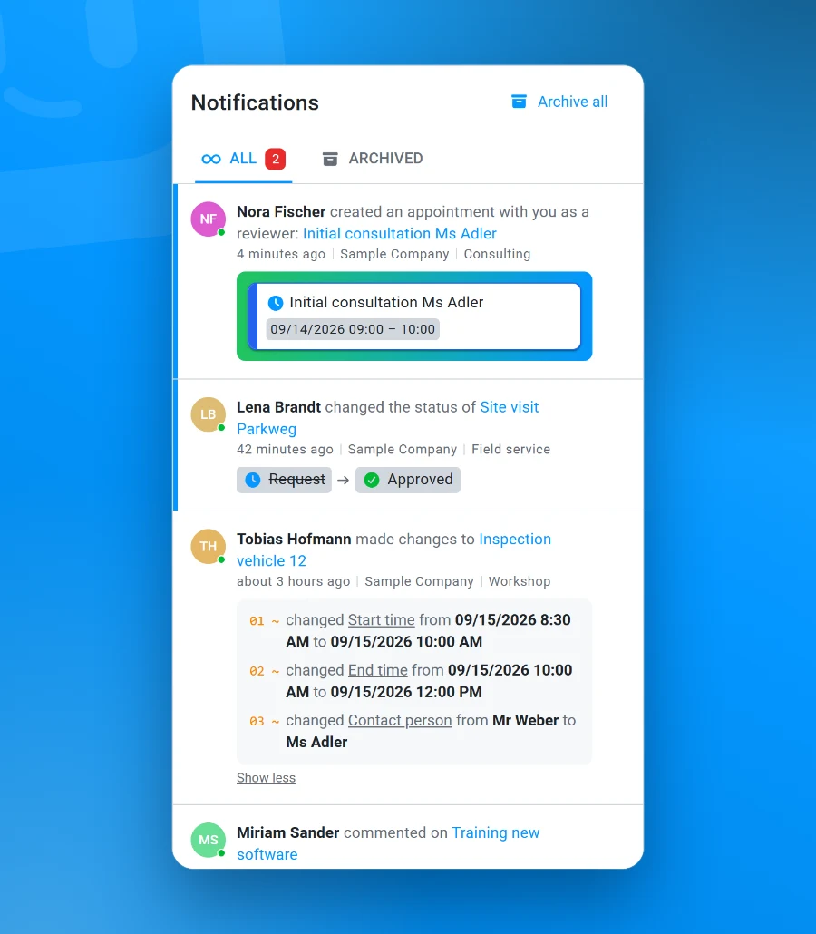The new notifications