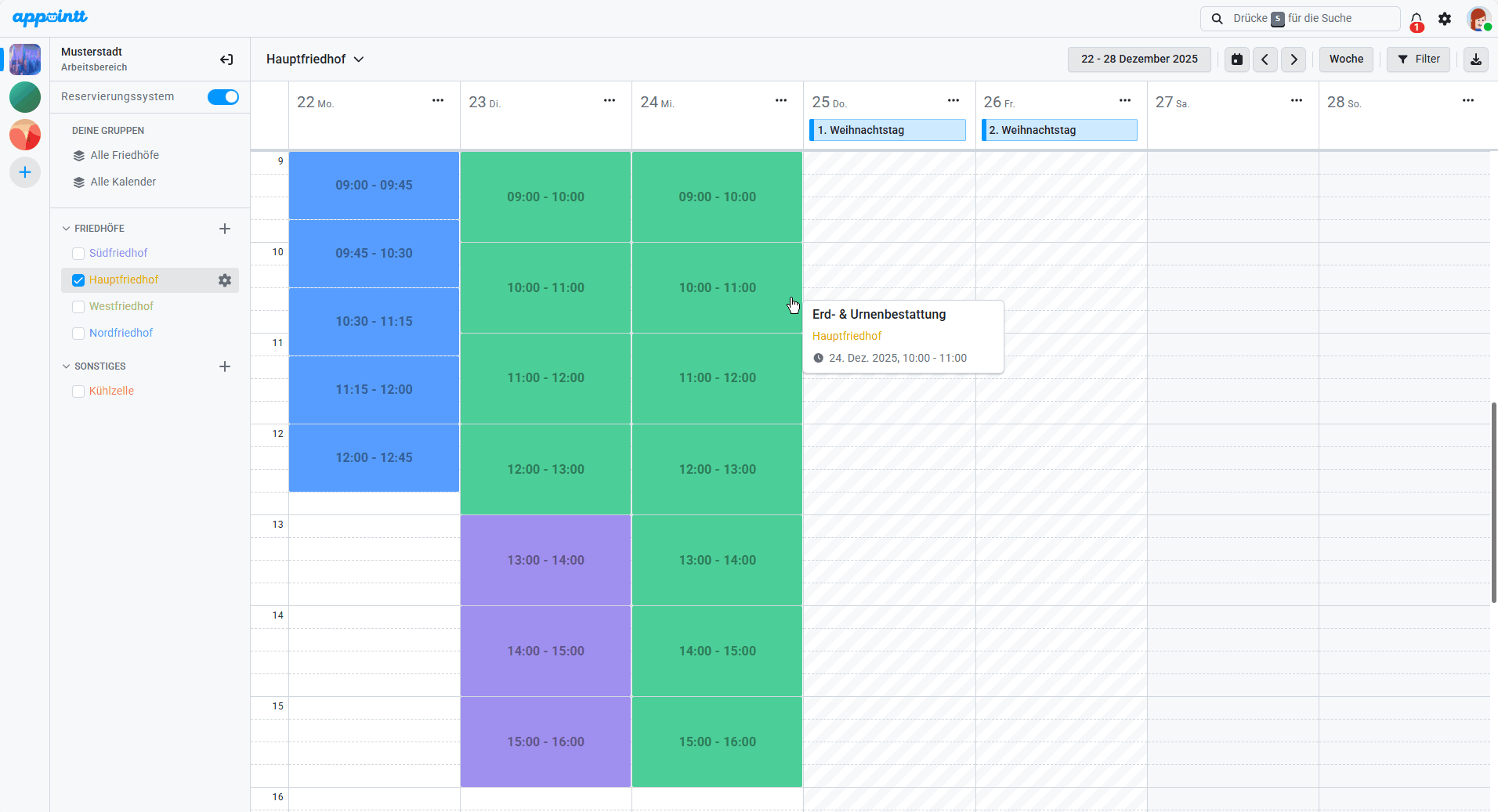 Tagesspezifische Konfigurationen in Aktion